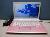 ノートPC SONY VAIO タイプE SVE141D11N/Cel B840 1.9GHz/2GB/320GB/DVDマルチ/14TFT/無線LAN/Win7Home【中古】ピンク