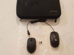 HPワイヤレスマウス、有線マウス、バッグ